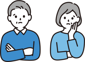悩む男女のイラスト