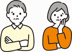 悩める夫婦のイラスト