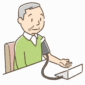 血圧測定をする高齢者のイラスト